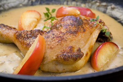 Chicken with Apples in a creamy Calvados sauce