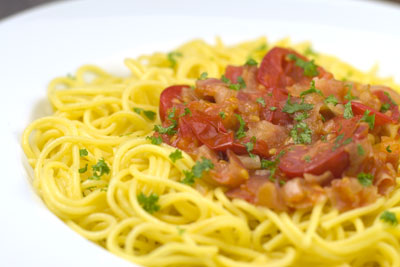 Spaghetti with Tomatoes and Pancetta