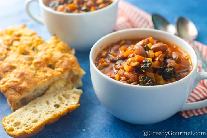 loaf of bread next to soup