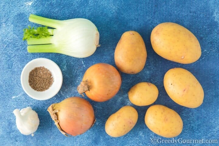 Ingredients for potato fennel soup.