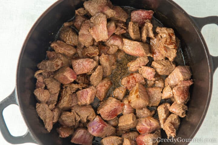 browning cut up beef.