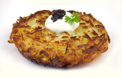 Potato Latkes with Caviar and Crème Fraîche