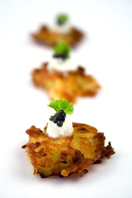 Potato Latkes with Caviar and Crème Fraîche