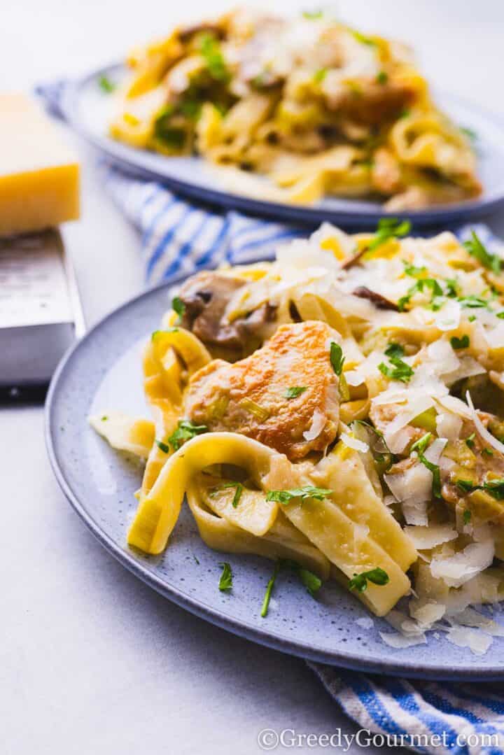 Gorgonzola Pasta with Leek, Pancetta & Mushrooms