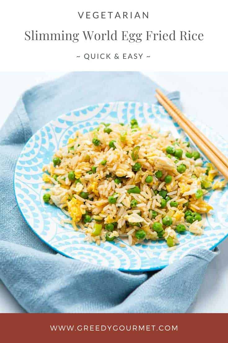 Full plate of slimming world egg fried rice and chopsticks