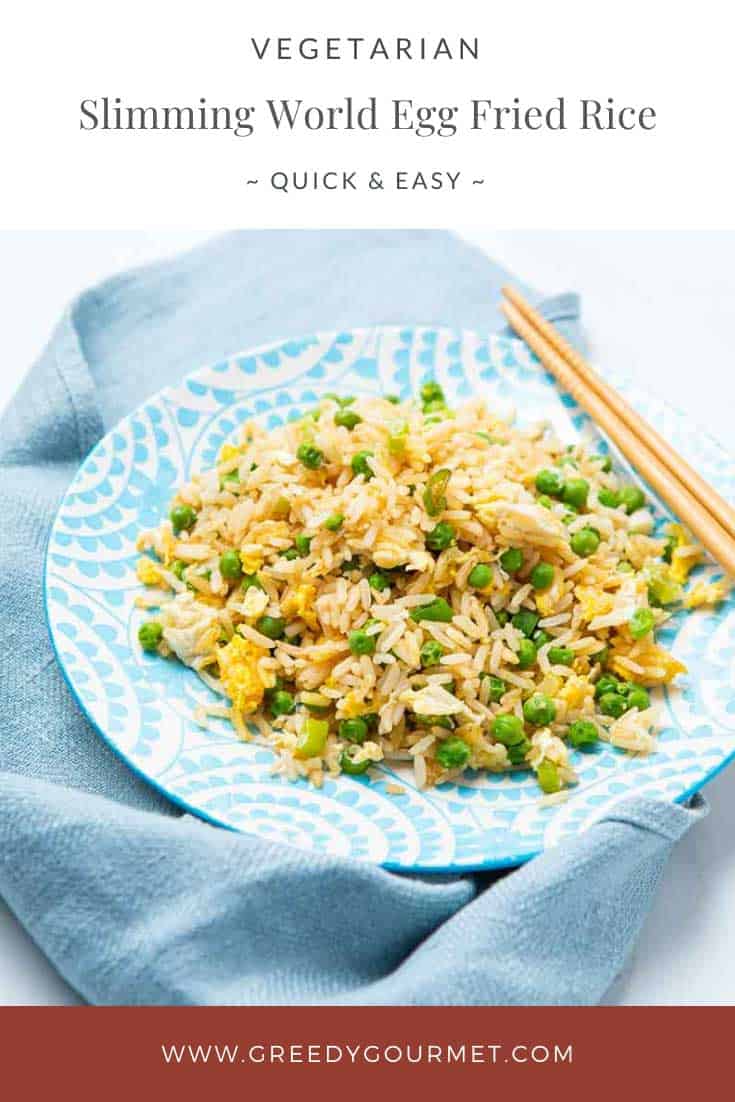 Full plate of slimming world egg fried rice and chopsticks 