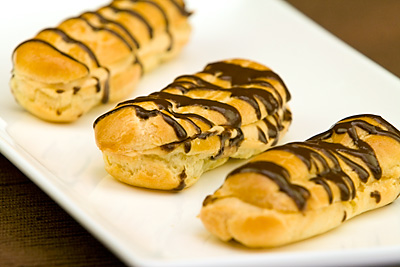 Chocolate Éclairs filled with Caramel Cream