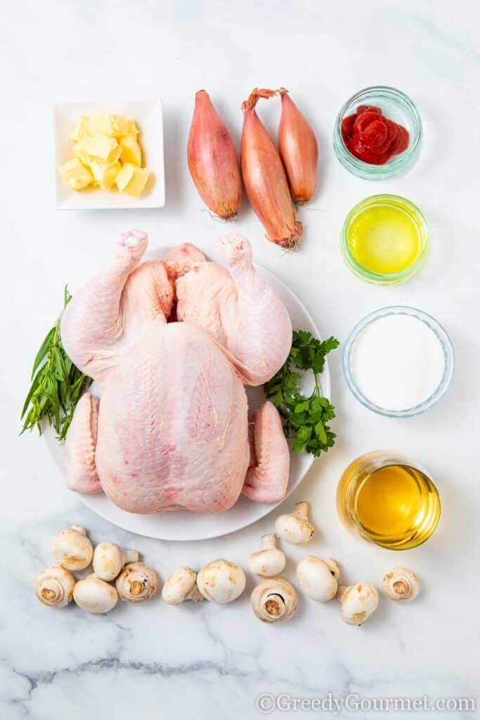 Ingredients to make a chicken casserole recipe