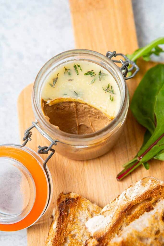 Chicken liver pate in a glass jar