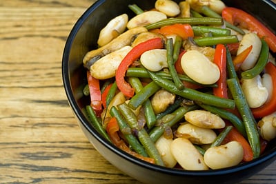 Warm Butterbean, Red Pepper, Green Bean and Mushroom Salad