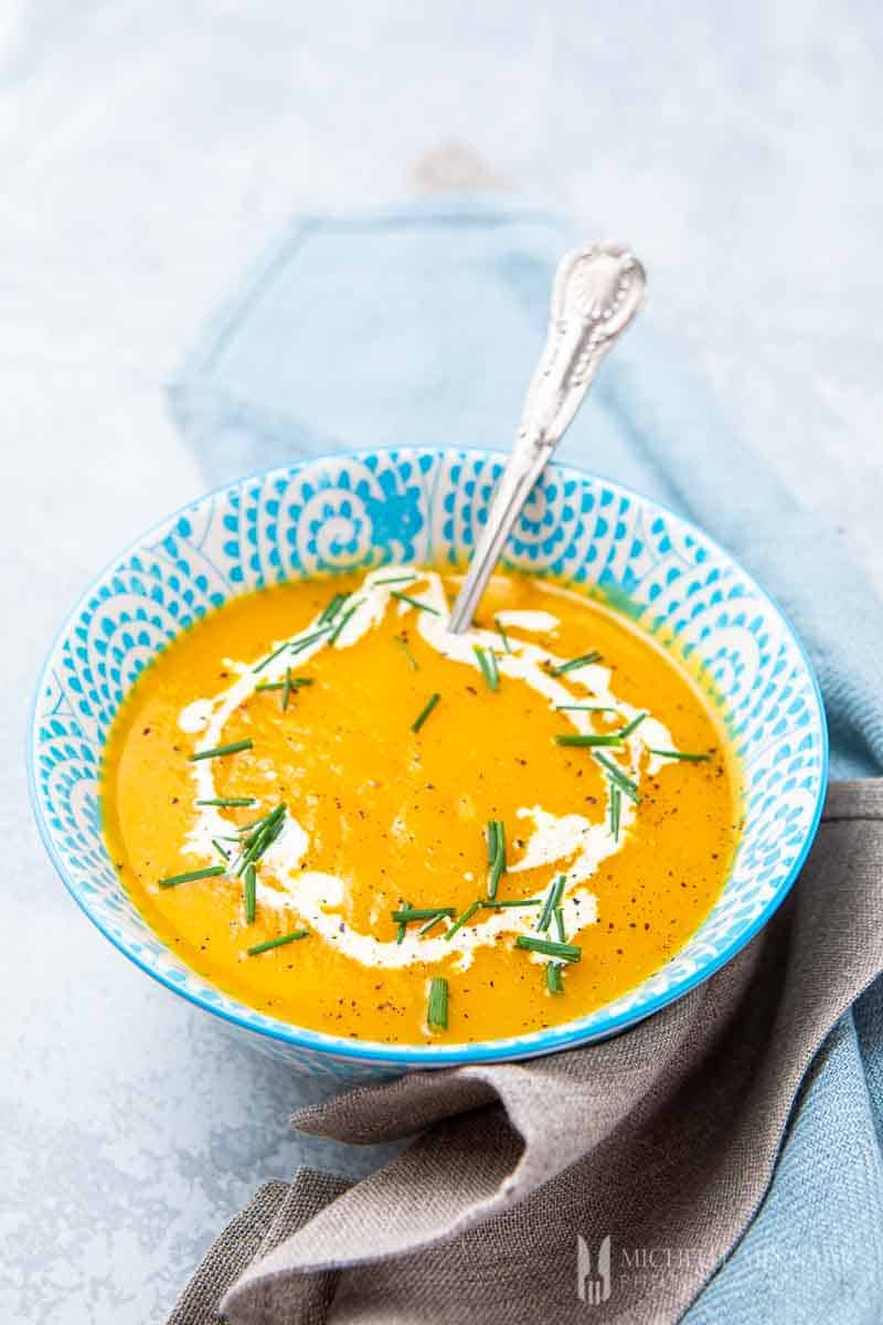 large bowl of slimming world butternut squash soup 