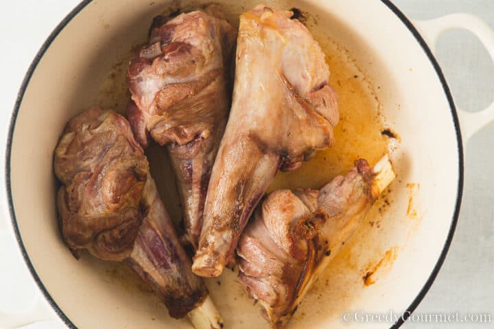 browned lamb shanks.