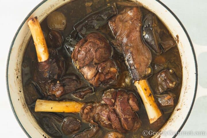 cooked lamb shanks.