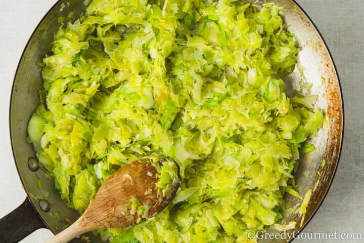 frying leeks.