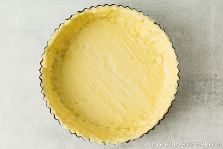Pastry Lined shortcrust tin.