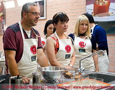 Food bloggers at a cookery class