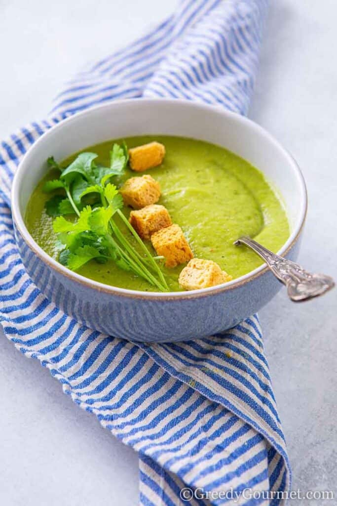 Bowl of fresh avocado soup