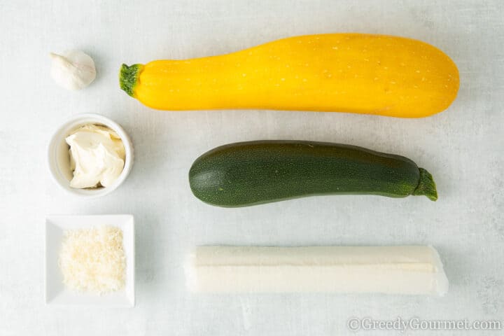 ingredients for courgette tart.