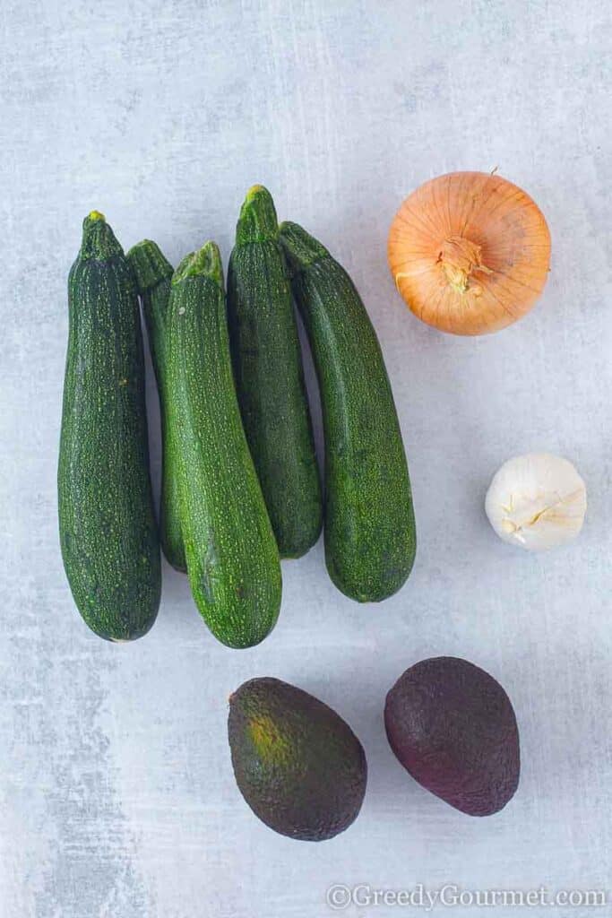 Ingredients to make avocado soup 