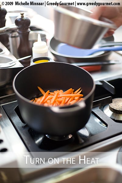 Carrots go first in the pot