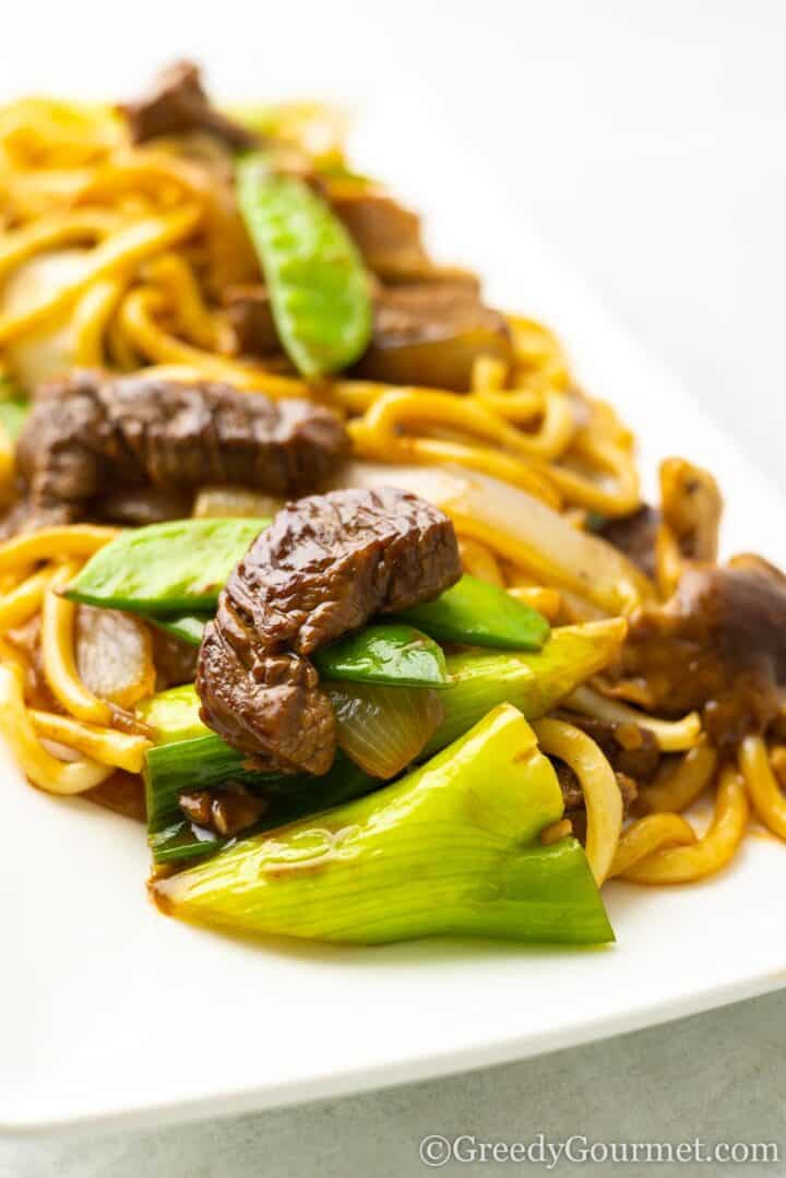 Beef yaki udon stir-fry.