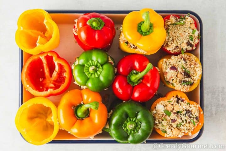 filling peppers with filling.