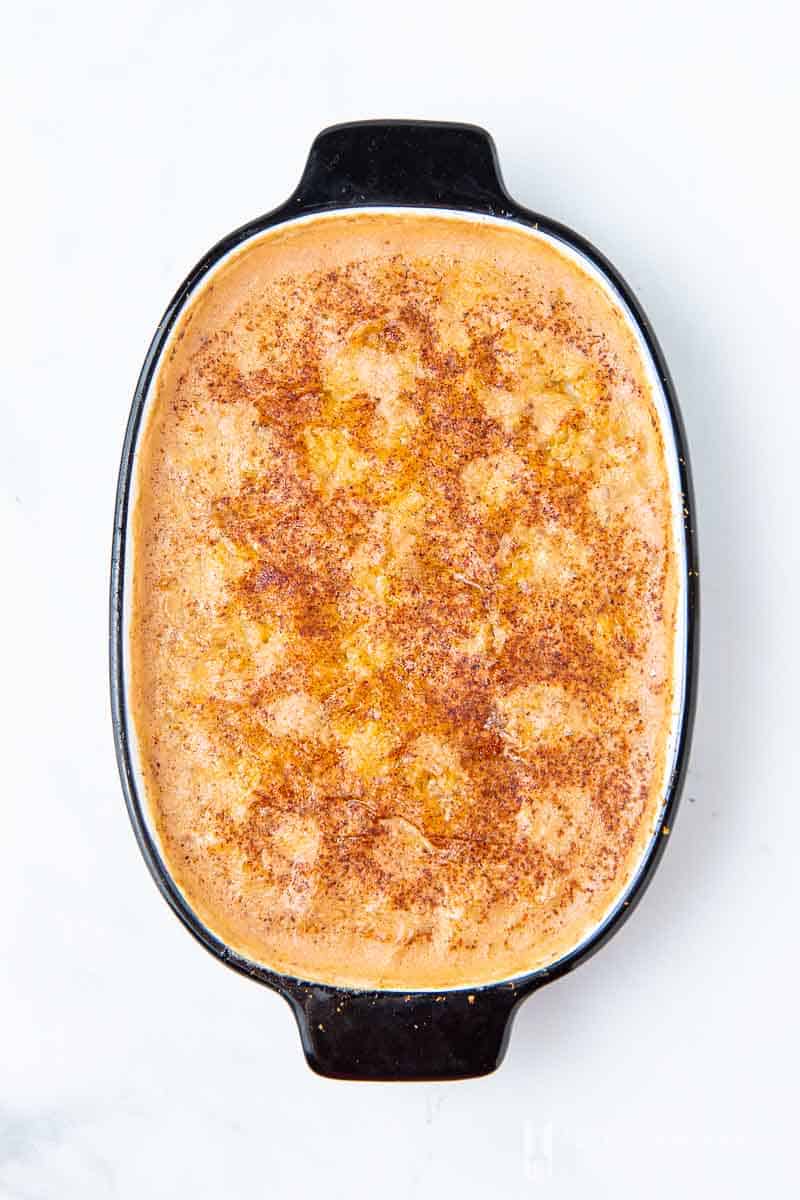 Rice pudding baked in a dish 