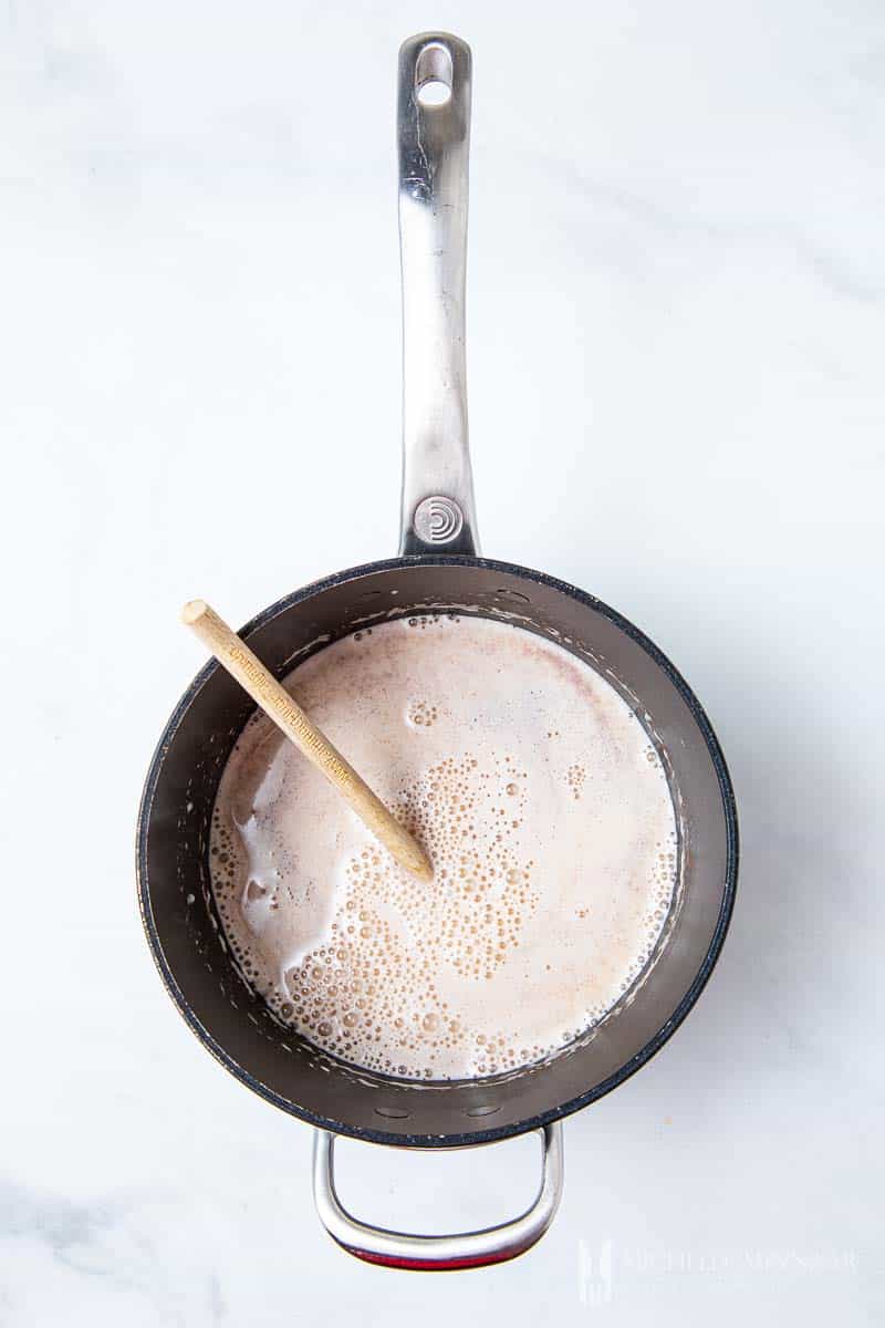 Cream in a stock pan