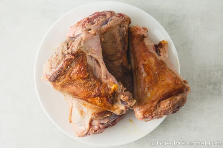 browned lamb shanks.