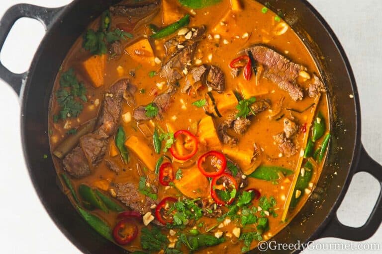 Thai Red Beef Curry - The Peanut Butter Used Makes All The Difference!