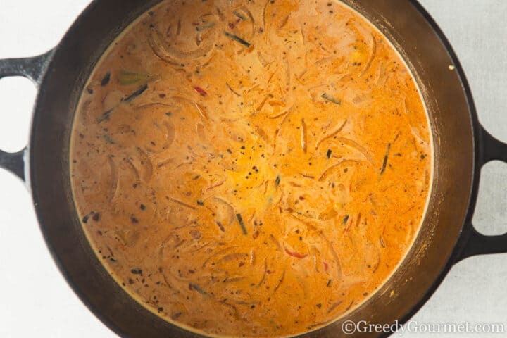 add coconut milk to pot.