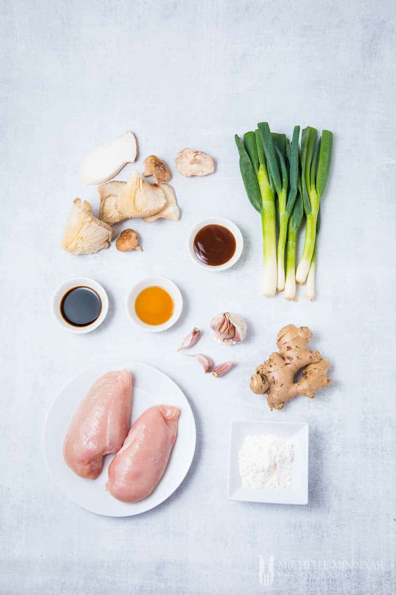 Ingredients to make chicken in oyster sauce