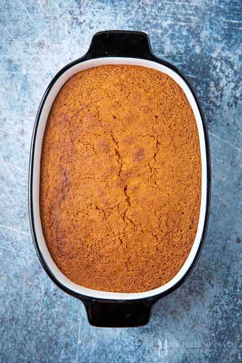 Baked brown pudding