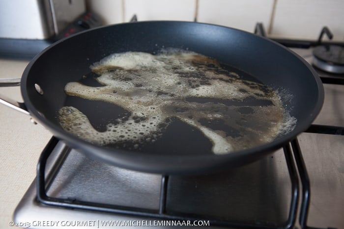 Butter in a hot pan