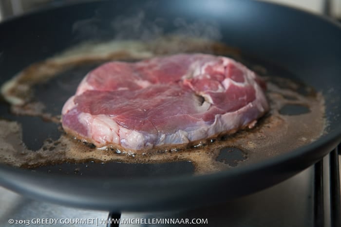 Lamb Steak in a black pan