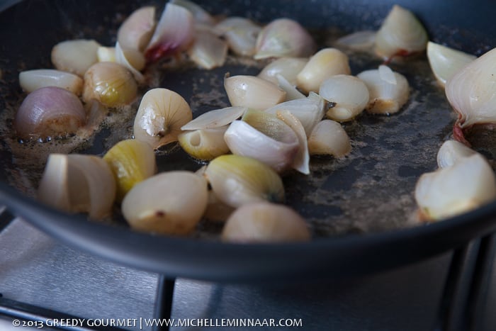 Shallots cooking in butter