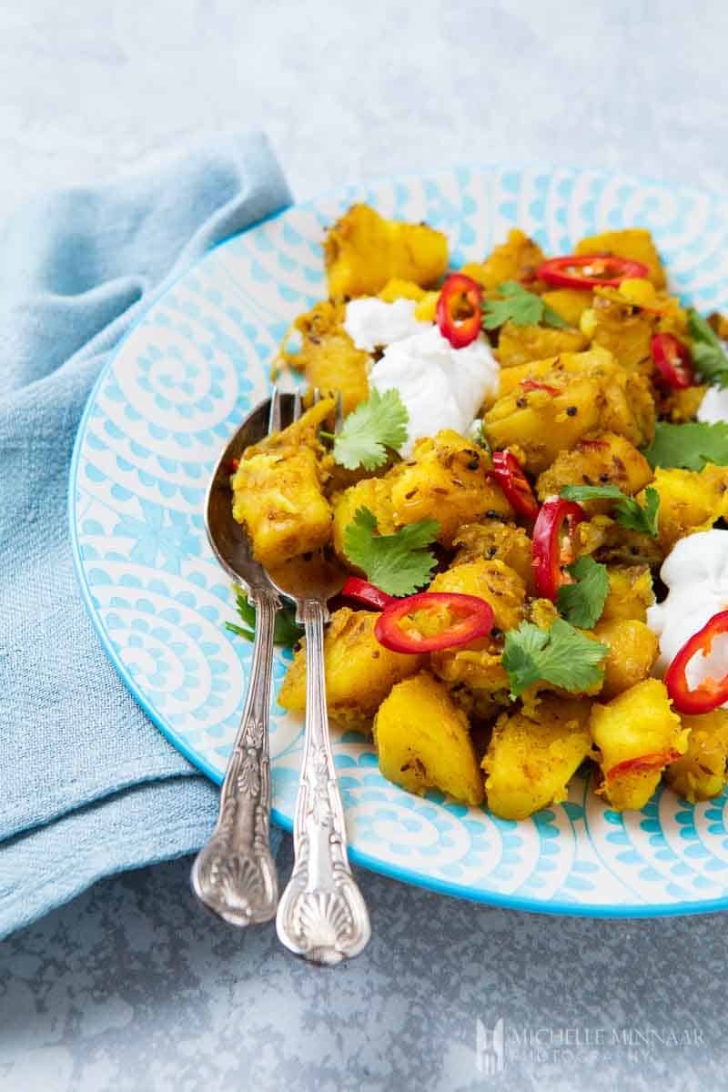 a close up of bombay aloo 