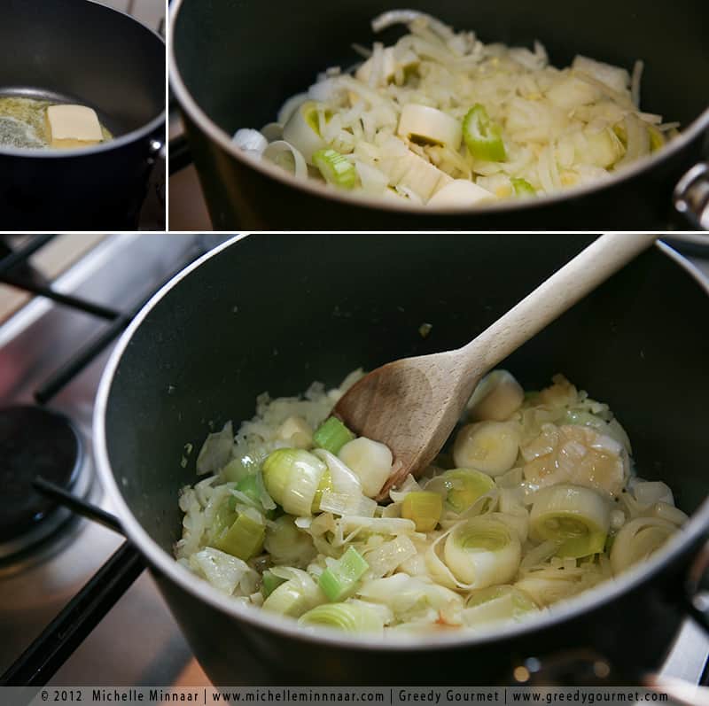 Melt Butter and Fry the Onions and Leeks in it for Leek & Potato Soup