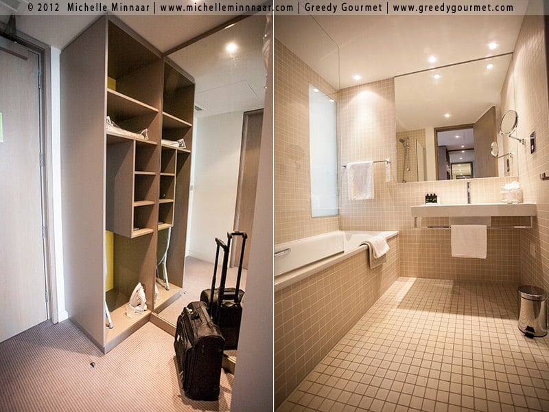 Bathroom and Closet in The Gibson Hotel in Dublin