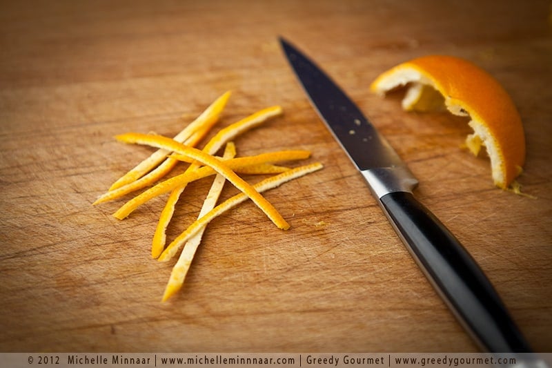 Finely cut orange peel