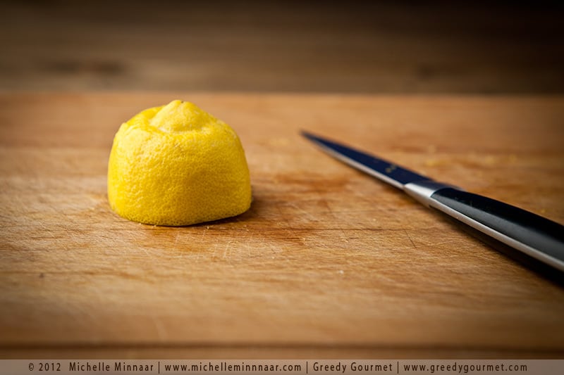 Half a lemon ready to be shredded