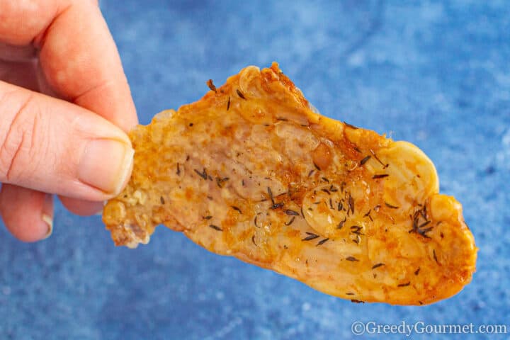 oven baked crispy chicken skin.