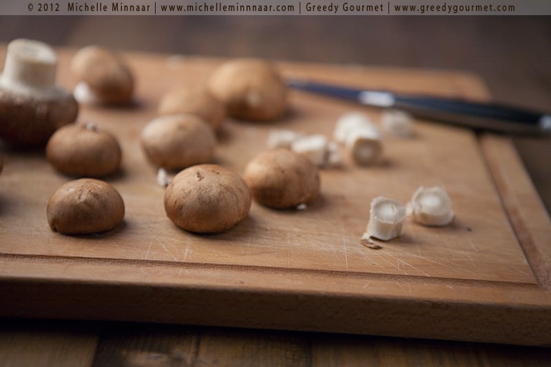 Chopped off mushroom stalks