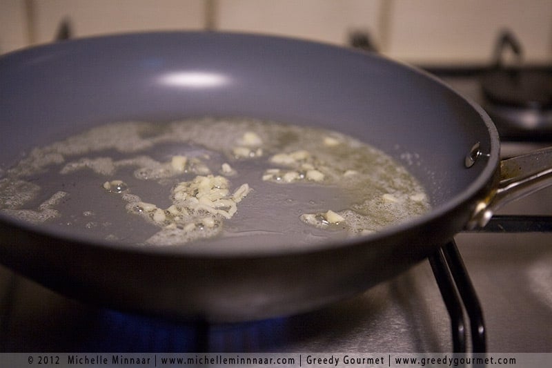 Fry garlic in butter