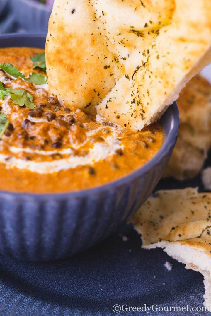 dal with naan bread.