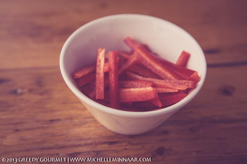 Sliced red peppers