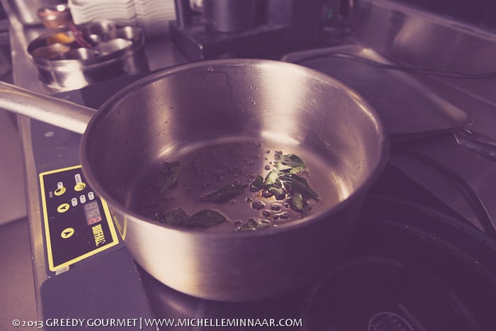 Frying Curry Leaves Mustardseeds