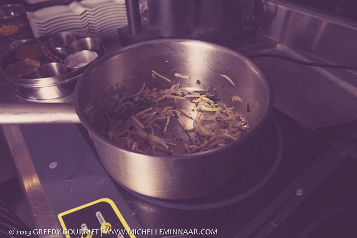 Frying vegetables for the Curry