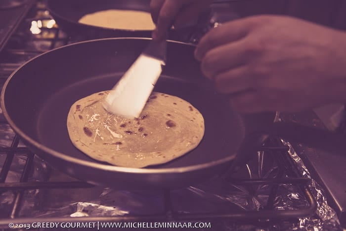 Brushing oil on pastry