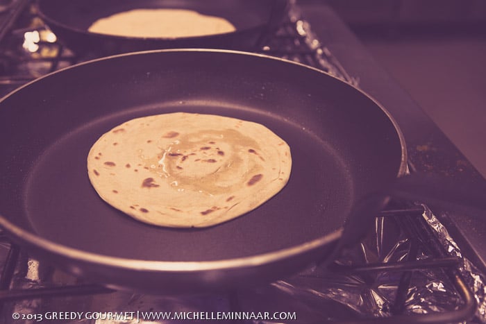 Oiling a Paratha